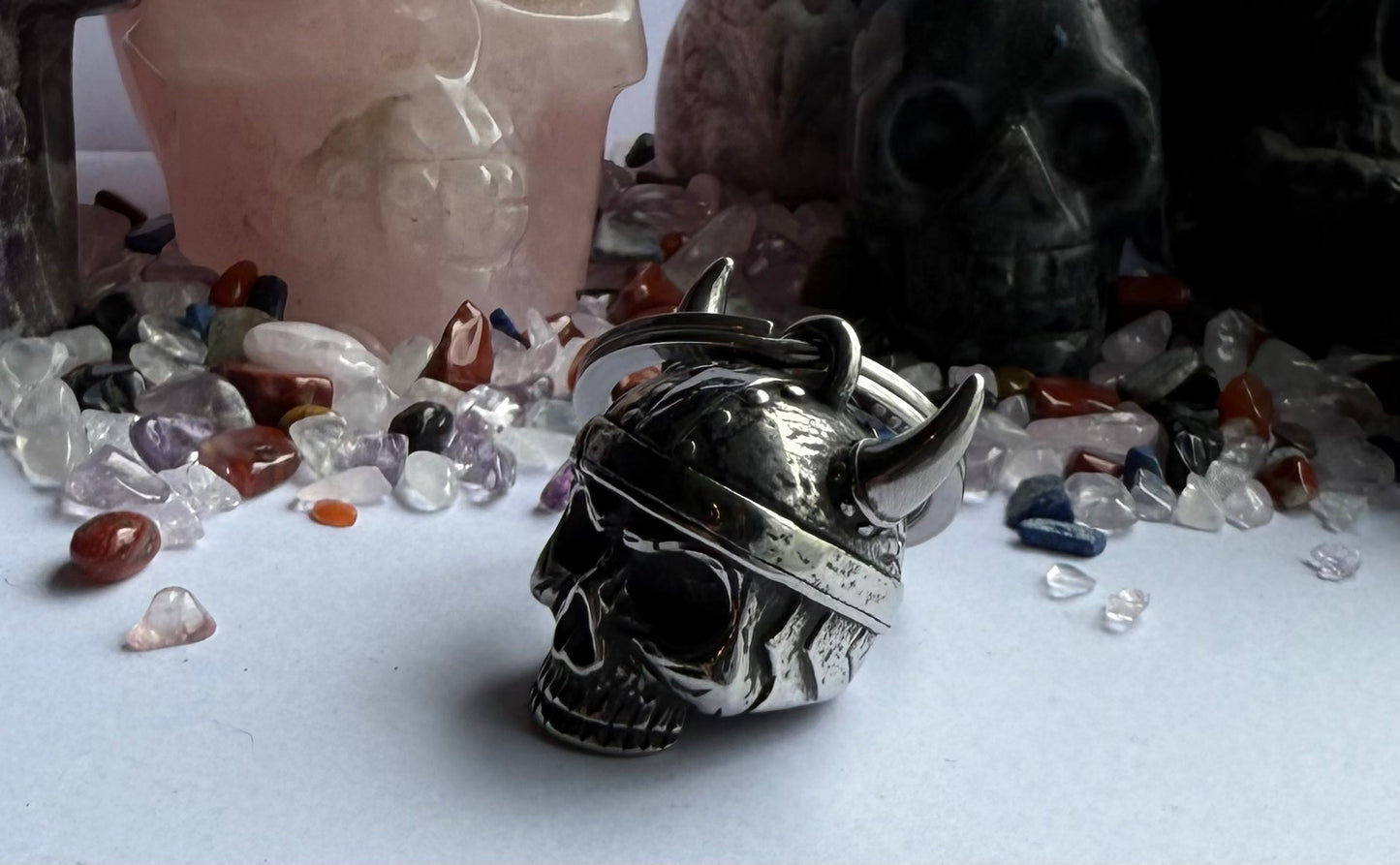 Viking Skull Guardian Bell - SILVER - Walters Motorcycle Wear Australia