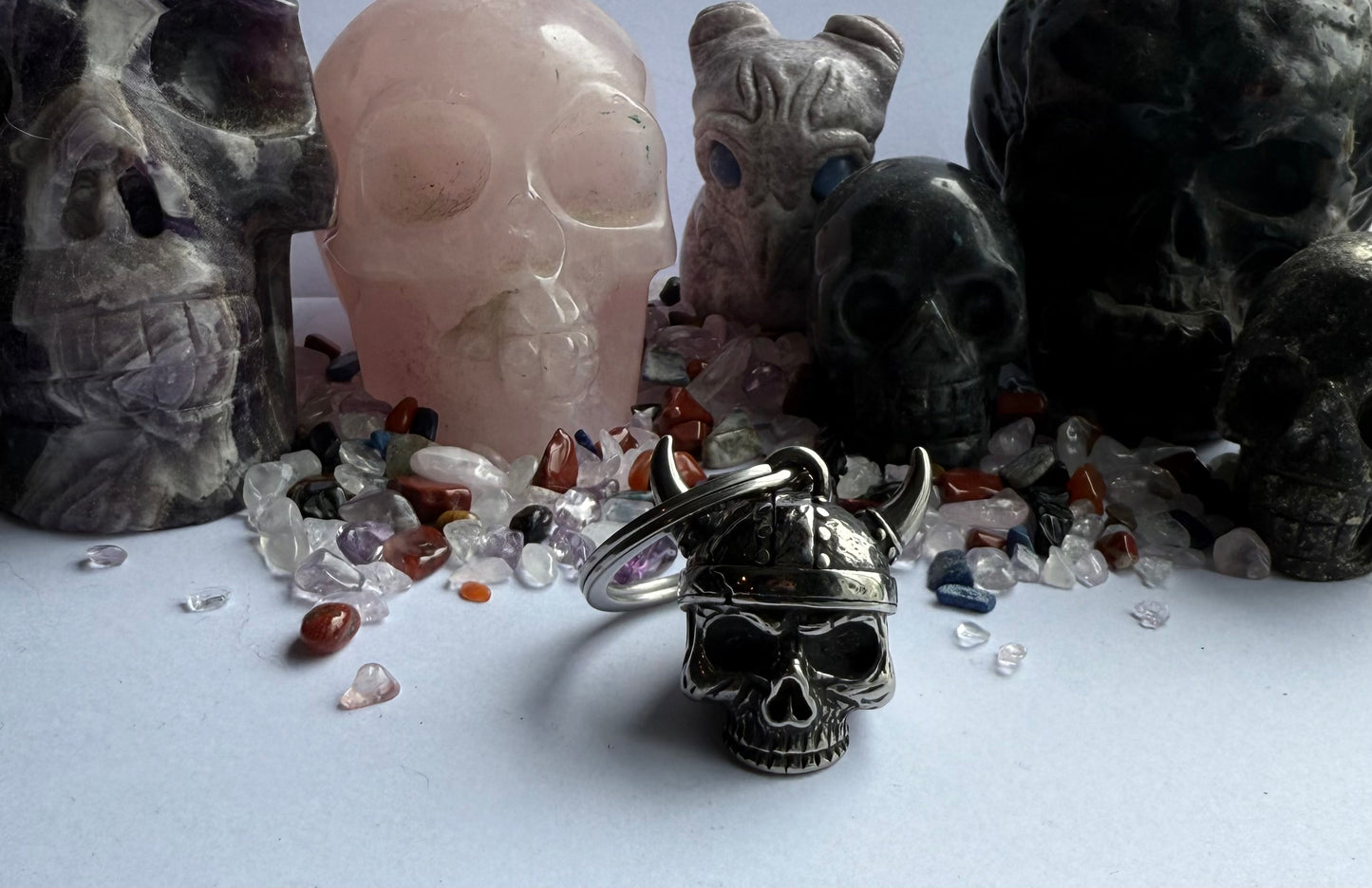 Viking Skull Guardian Bell - SILVER - Walters Motorcycle Wear Australia