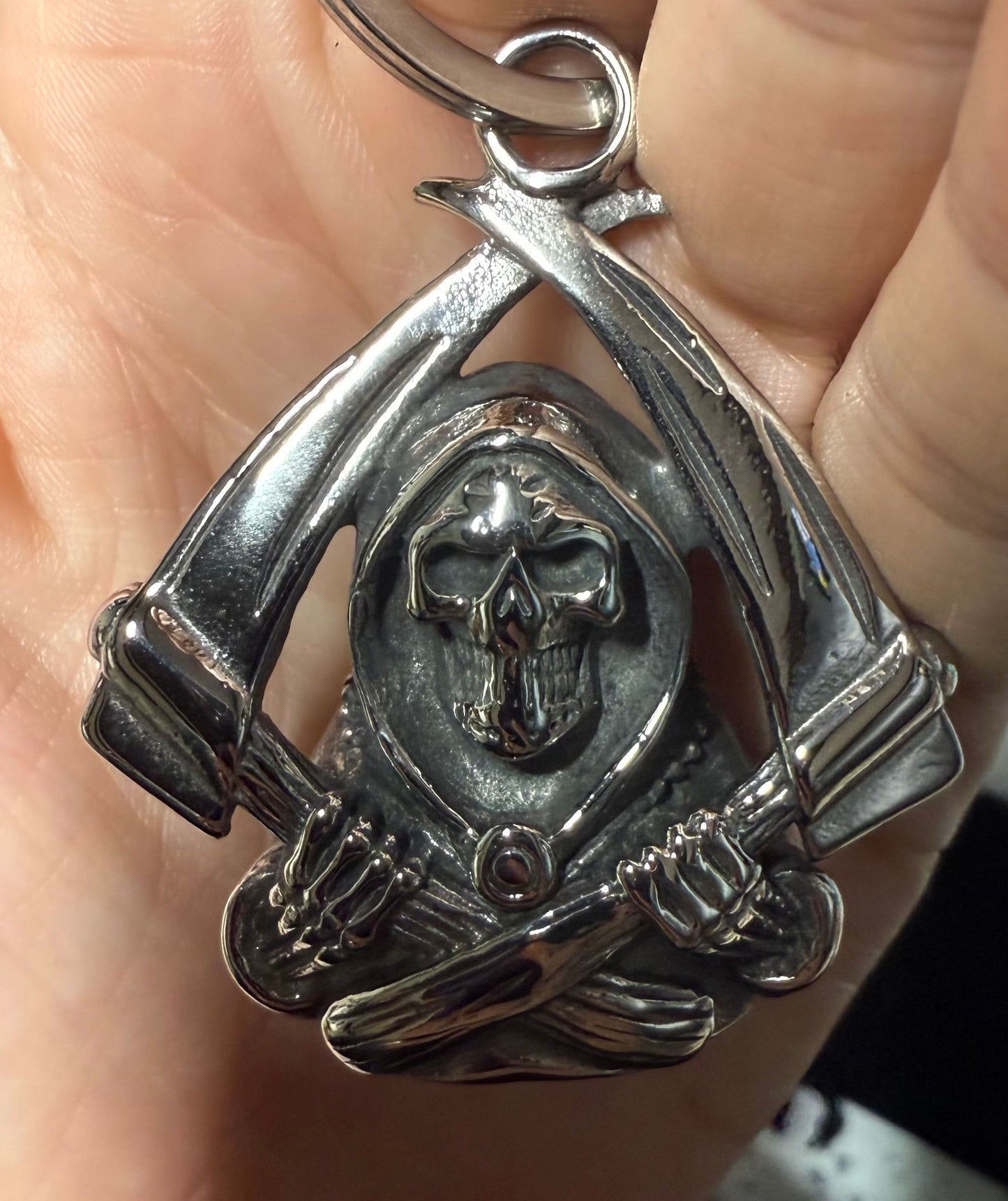 Grim Reaper Guardian Belll XL 3D - SILVER -Walters Motorcycle Wear Australia