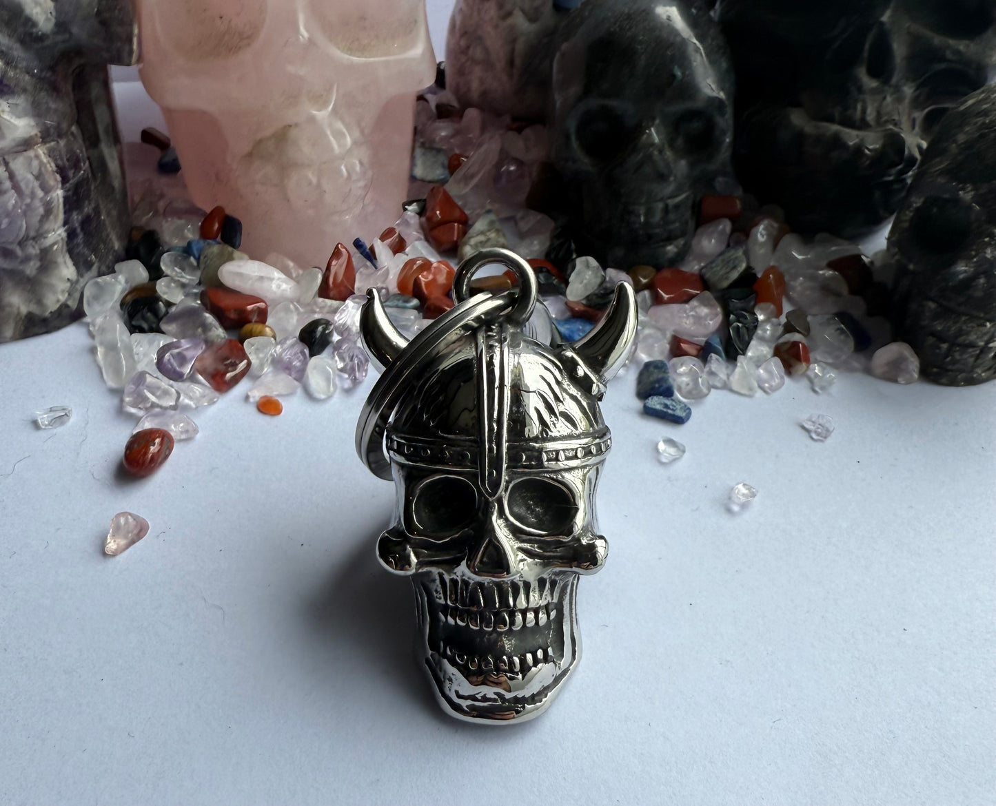 Viking Skull XL Guardian Bell - SILVER - Walters Motorcycle Wear Australia