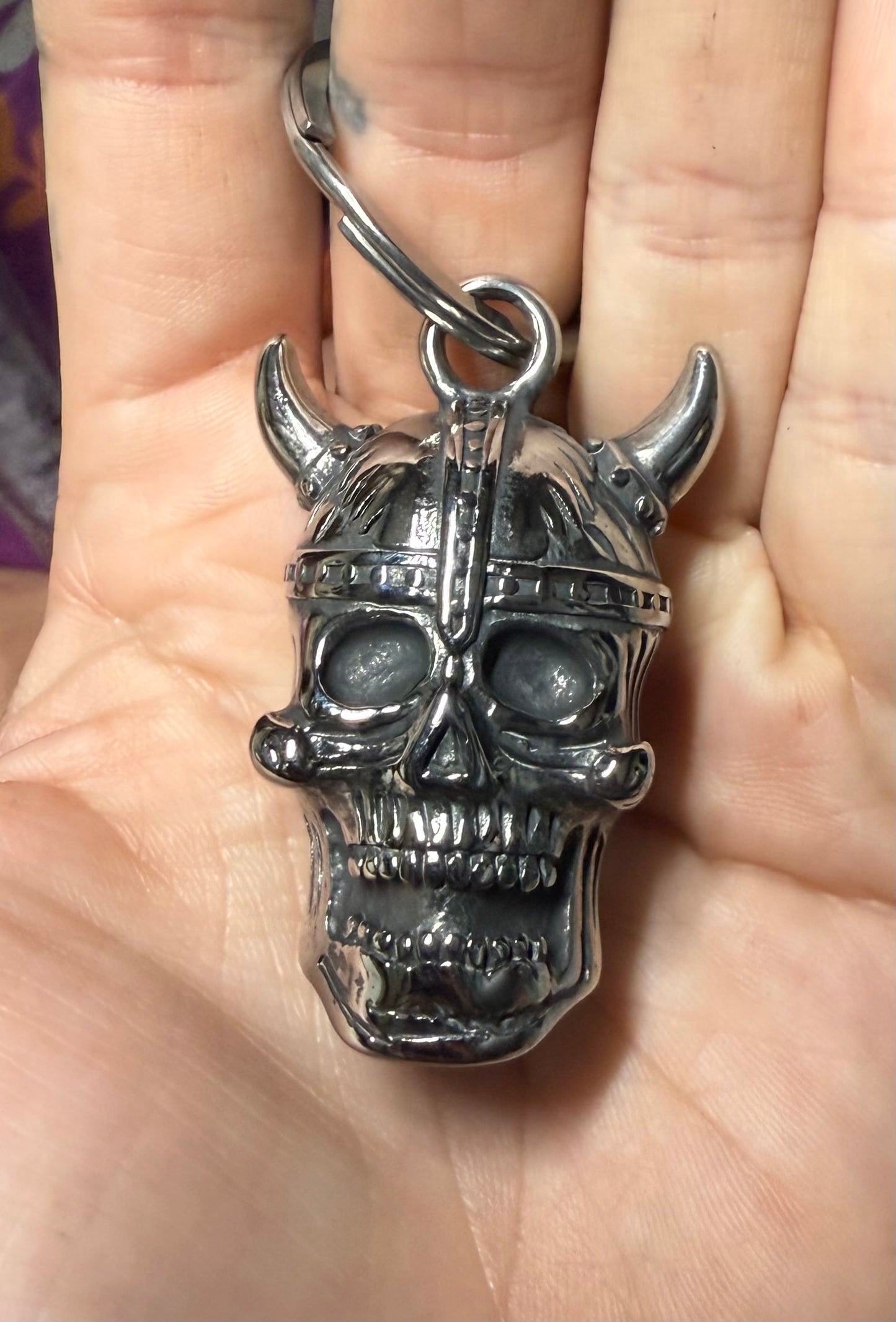 Viking Skull XL Guardian Bell - SILVER - Walters Motorcycle Wear Australia