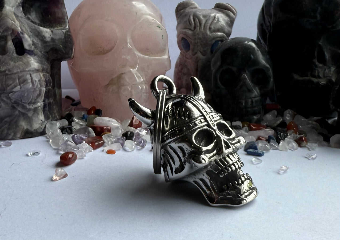 Viking Skull XL Guardian Bell - SILVER - Walters Motorcycle Wear Australia
