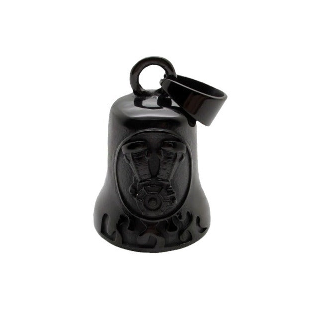 BLACK Engine in a Circle with Flames Guardian Bell - Walters Motorcycle Wear Australia