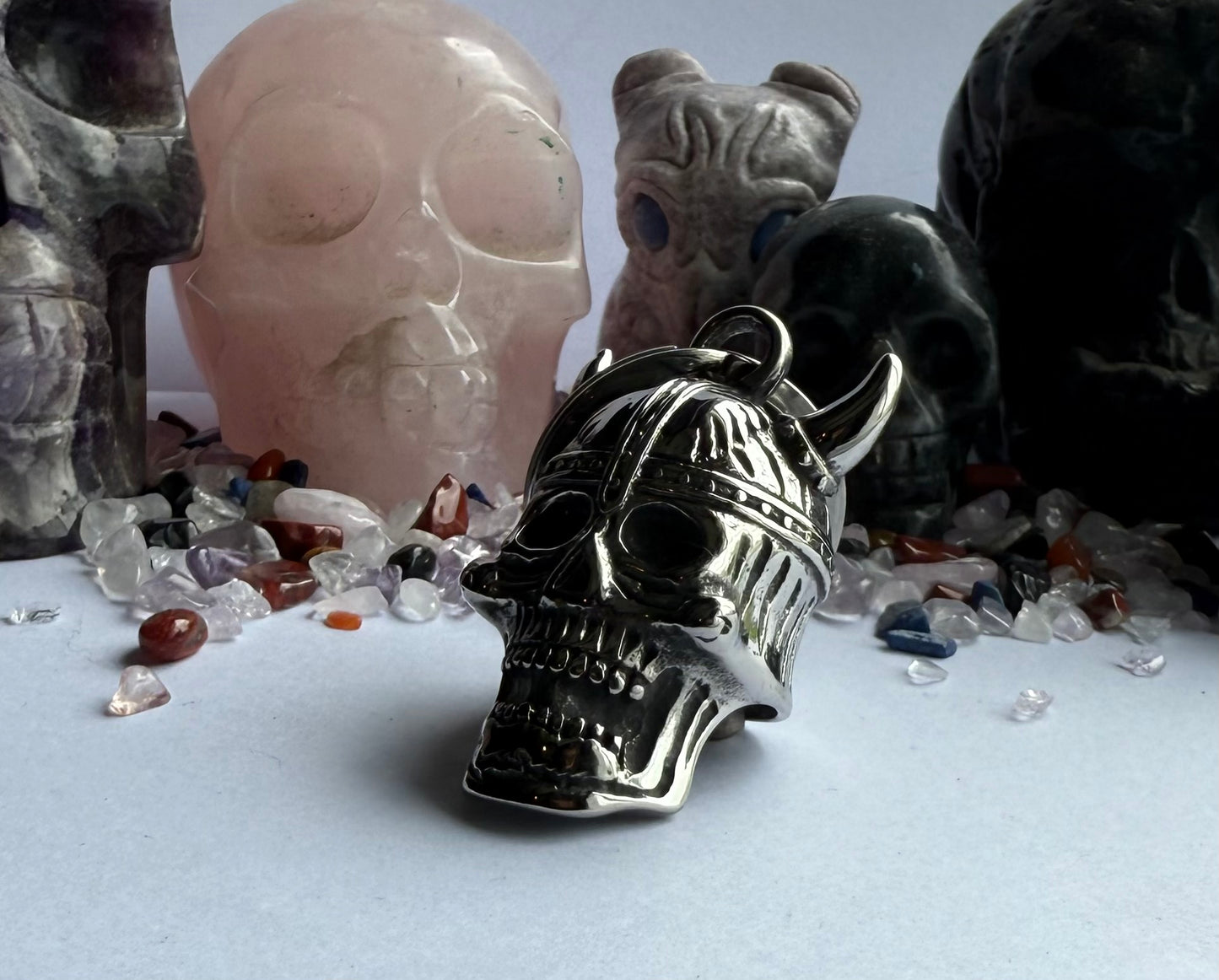 Viking Skull XL Guardian Bell - SILVER - Walters Motorcycle Wear Australia