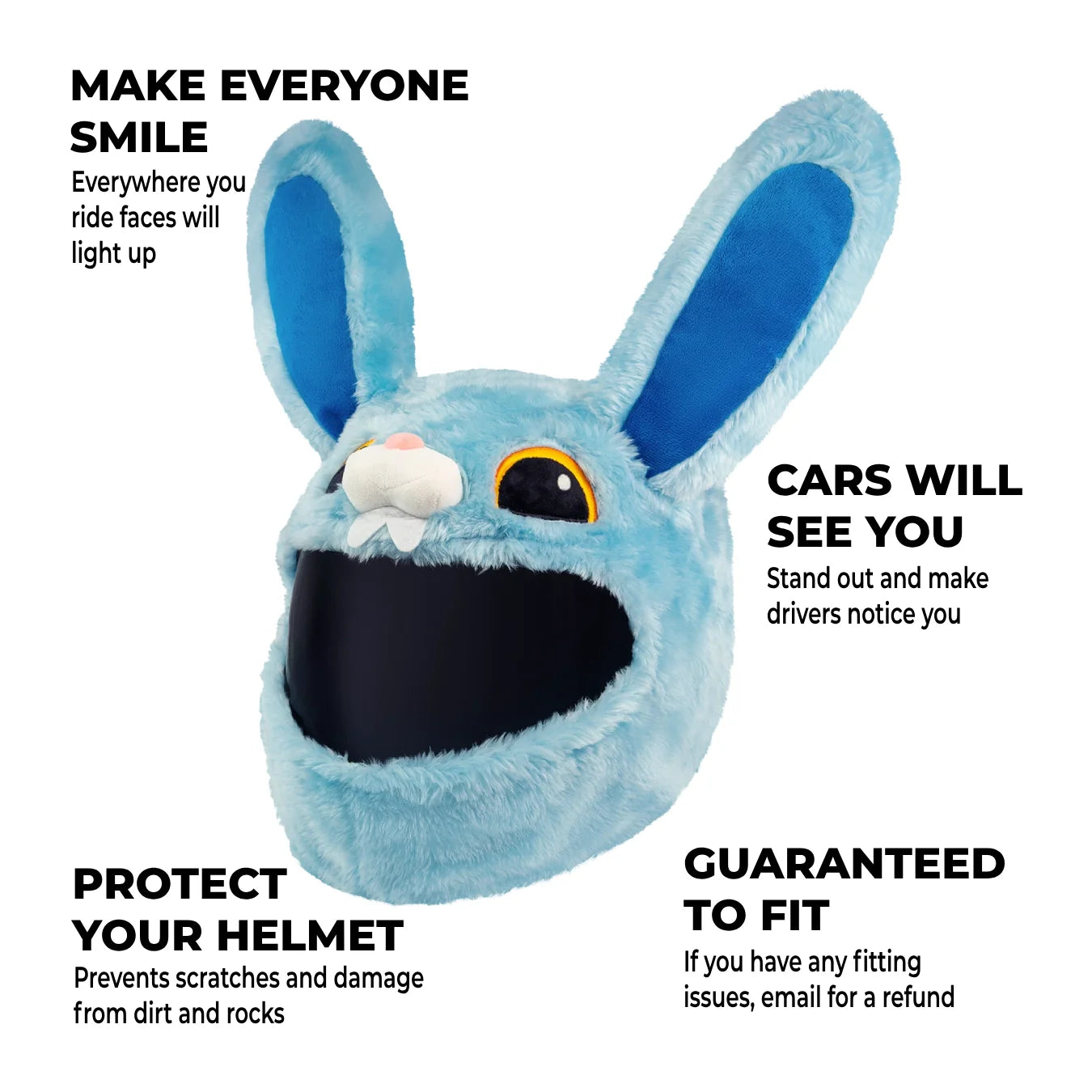 Motorcycle Helmet Cover - Blue Bunny - Motoloot Australia