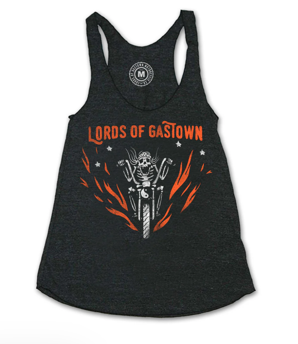Womens Chopper Ghost Racerback Tank - CHARCOAL -Lords Of Gastown Australia