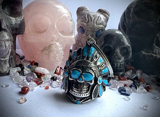 Indian Skull Guardian Bell - BLUE - Walters Motorcycle Wear Australia