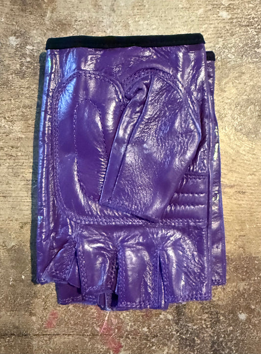 PURPLE Leather Fingerless Gloves