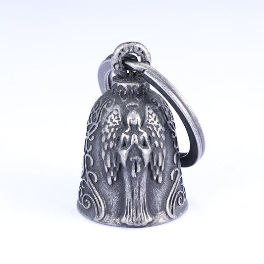 Angel Preying - Decorative - Vintage Guardian Bell - SILVER - Walters Motorcycle Wear Australia