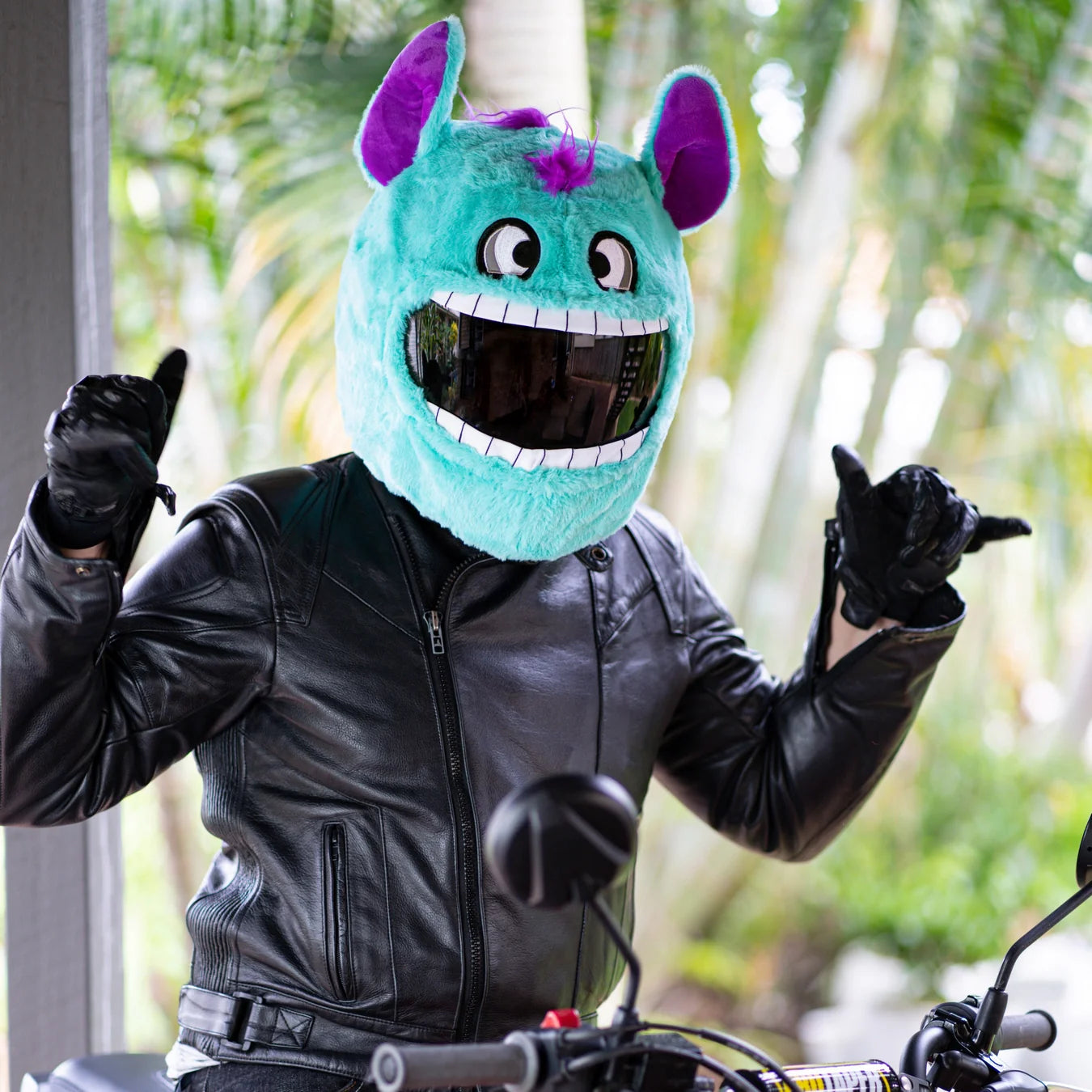 Crazy Blue Monster - Motorcycle Helmet Cover - Motoloot - Australia