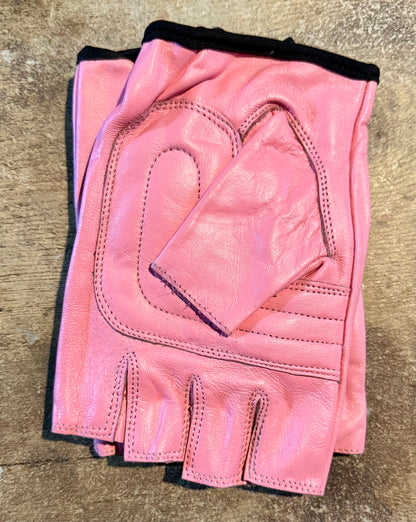 PINK Leather Fingerless Gloves