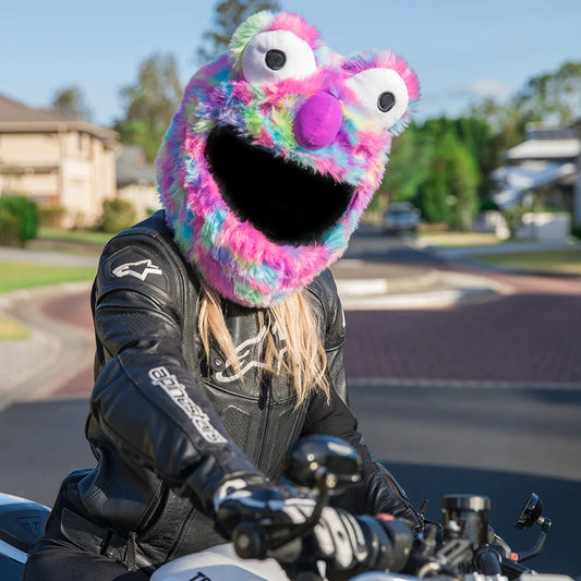 Monster - Rainbow Short Fur - Motorcycle Helmet Cover - - Motoloot - Australia