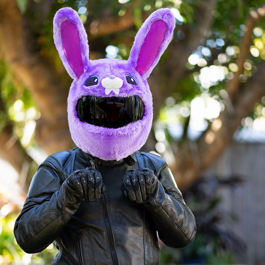 Motorcycle Helmet Cover - Purple Bunny - Motoloot  AUSTRALIA 