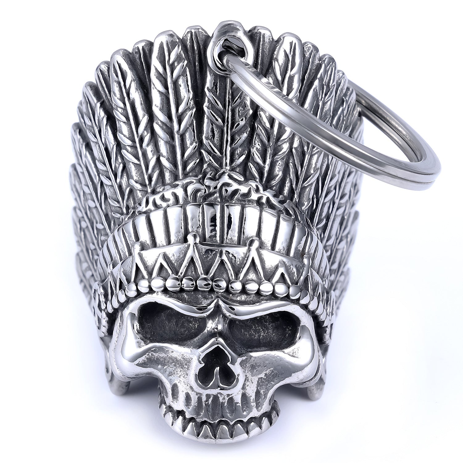 SILVER Indian Half Skull Guardian Bell - Walters Motorcycle Wear Australia 