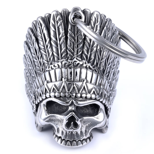 SILVER Indian Half Skull Guardian Bell - Walters Motorcycle Wear Australia 