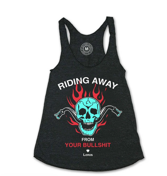 Womens Riding Away Racerback Tank - BLACK -Lords Of Gastown Australia