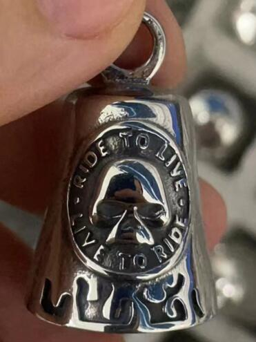"Live to Ride, Ride to Live" Skull with Flames - SILVER - Guardian Bell –  Walters Motorcycle Wear Australia