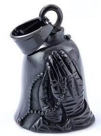 Praying Hands with Rosary Beads Guardian Bell (Black) - Walters Motorcycle Wear Australia